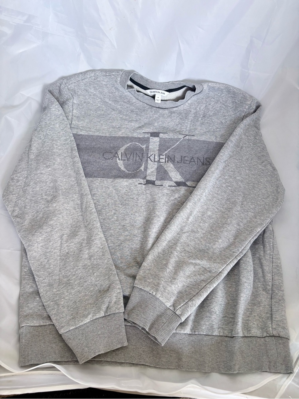 Calvin Klein Jeans Light Gray Logo Crewneck Sweatshirt